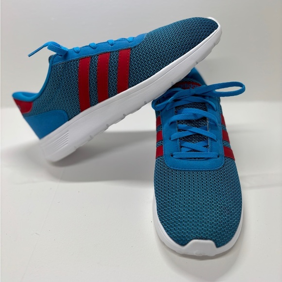 2014 ADIDAS NEO LITE RACER K RUNNING SHOE BLUE RED MEN'S 5 - WOMEN 6 - Picture 2 of 6